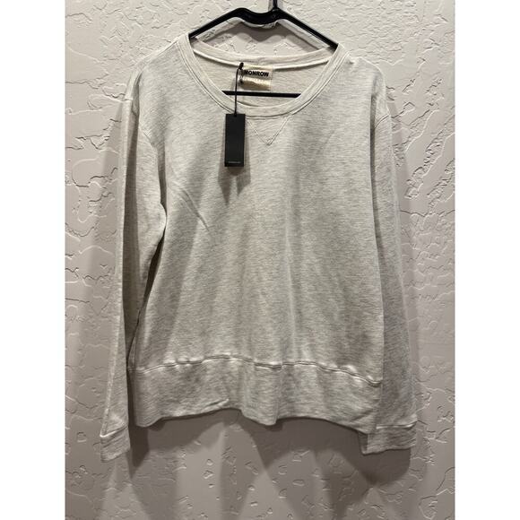 Monrow Classic Sweatshirt, Terry, Fleece, Lightweight, Large Grey Gray - Picture 2 of 4